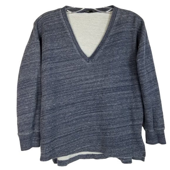 J.CREW Black Label V-neck Sweatshirt Top Split Sides Long Sleeves Women's size M - Picture 1 of 4